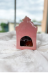 Keramický domček - svietnik - ružový
